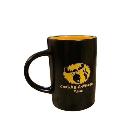 Cool As A Moose Maine Black Yellow Coffee Cup - Picture 1 of 4